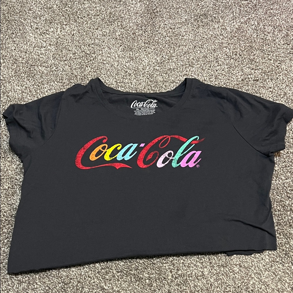 Coca-Cola Black Tee with Multicolor Logo
